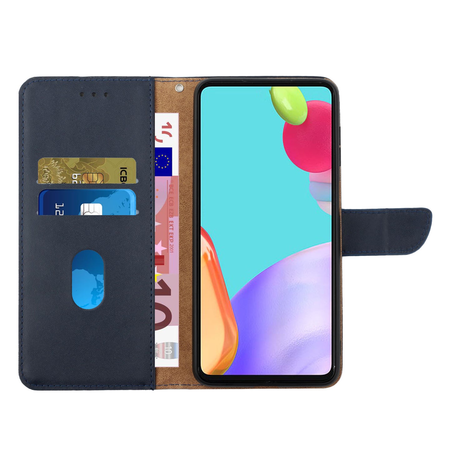 For Oppo Reno5 Pro 5G Genuine Leather Nappa Texture Case Solid Color Wallet Phone Cover with Stand