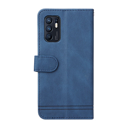 Supporting Stand Retro Tree Pattern Metal Button Decor Wallet PU Leather Phone Case Cover for Oppo Reno6 4G