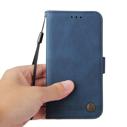 Supporting Stand Retro Tree Pattern Metal Button Decor Wallet PU Leather Phone Case Cover for Oppo Reno6 4G