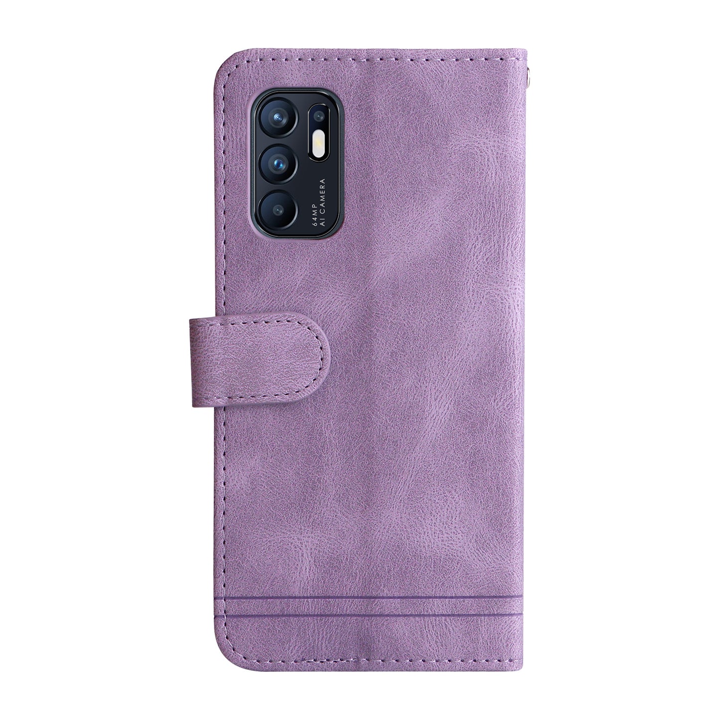 Supporting Stand Retro Tree Pattern Metal Button Decor Wallet PU Leather Phone Case Cover for Oppo Reno6 4G