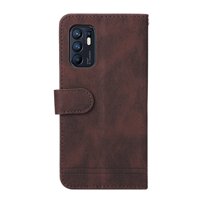 Supporting Stand Retro Tree Pattern Metal Button Decor Wallet PU Leather Phone Case Cover for Oppo Reno6 4G