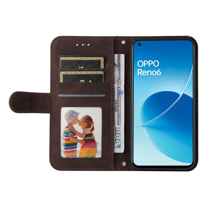 Supporting Stand Retro Tree Pattern Metal Button Decor Wallet PU Leather Phone Case Cover for Oppo Reno6 4G