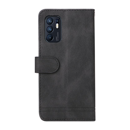 Supporting Stand Retro Tree Pattern Metal Button Decor Wallet PU Leather Phone Case Cover for Oppo Reno6 4G