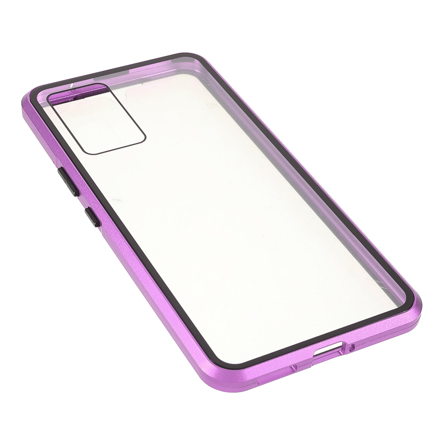 360 Degree Full Protection Metal + Tempered Glass Magnetic Absorption Hybrid Phone Case Shell for vivo V21 5G