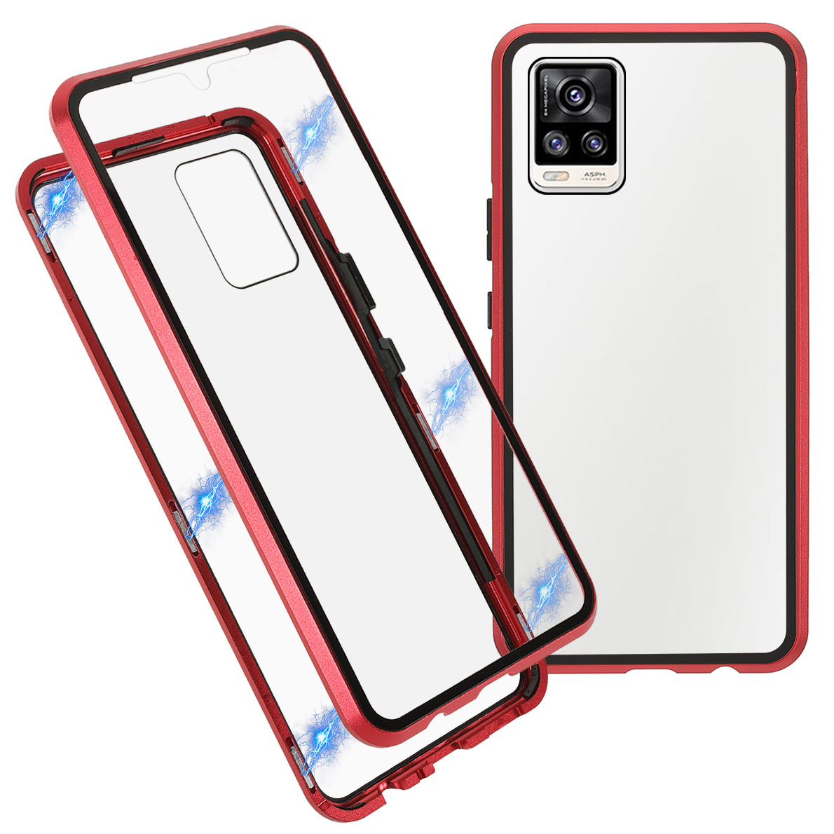 Ultra Clear Double-sided Tempered Glass + Metal Frame Magnetic Phone Case Cover for vivo V20