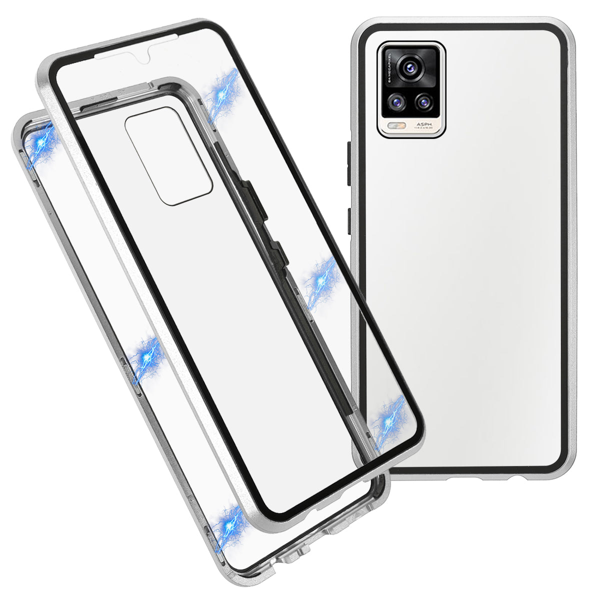 Ultra Clear Double-sided Tempered Glass + Metal Frame Magnetic Phone Case Cover for vivo V20