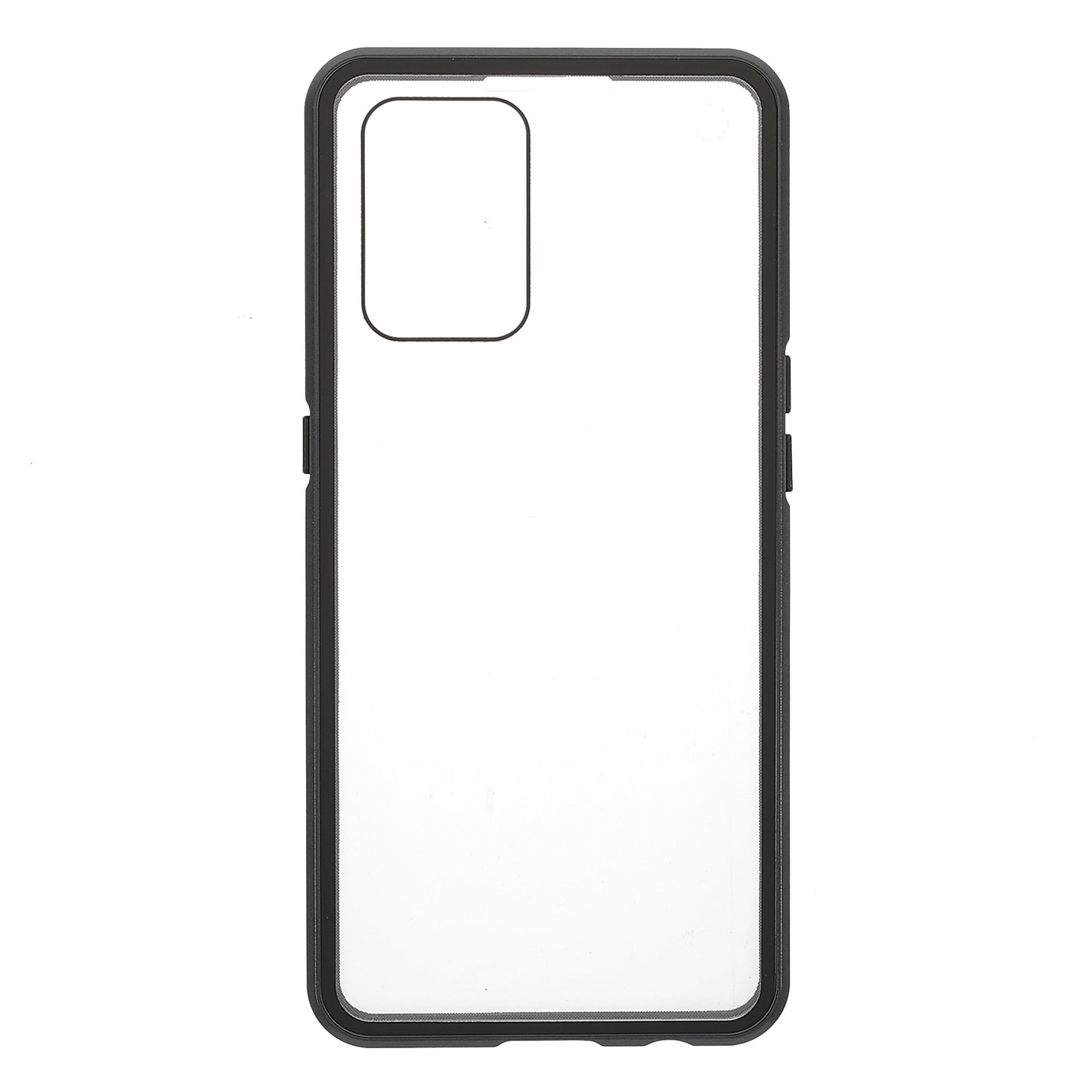 Metal Frame + Double-sided Tempered Glass Hybrid Cover Magnetic Absorption Full Coverage Phone Case for Oppo A74 4G/F19