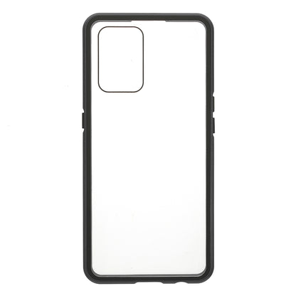 Metal Frame + Double-sided Tempered Glass Hybrid Cover Magnetic Absorption Full Coverage Phone Case for Oppo A74 4G/F19