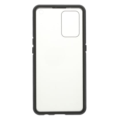 Metal Frame + Double-sided Tempered Glass Hybrid Cover Magnetic Absorption Full Coverage Phone Case for Oppo A74 4G/F19