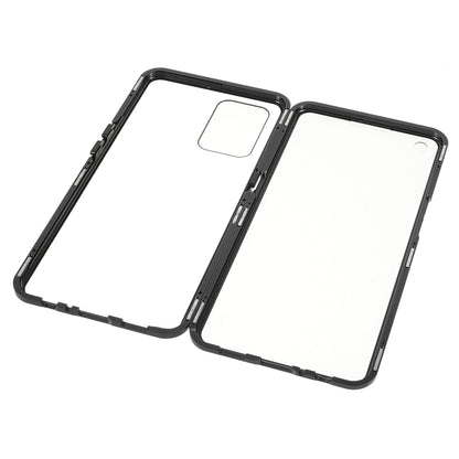 Metal Frame + Double-sided Tempered Glass Hybrid Cover Magnetic Absorption Full Coverage Phone Case for Oppo A74 4G/F19