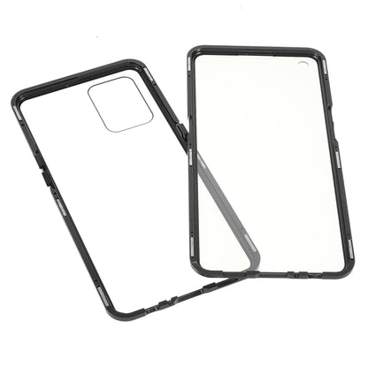 Metal Frame + Double-sided Tempered Glass Hybrid Cover Magnetic Absorption Full Coverage Phone Case for Oppo A74 4G/F19