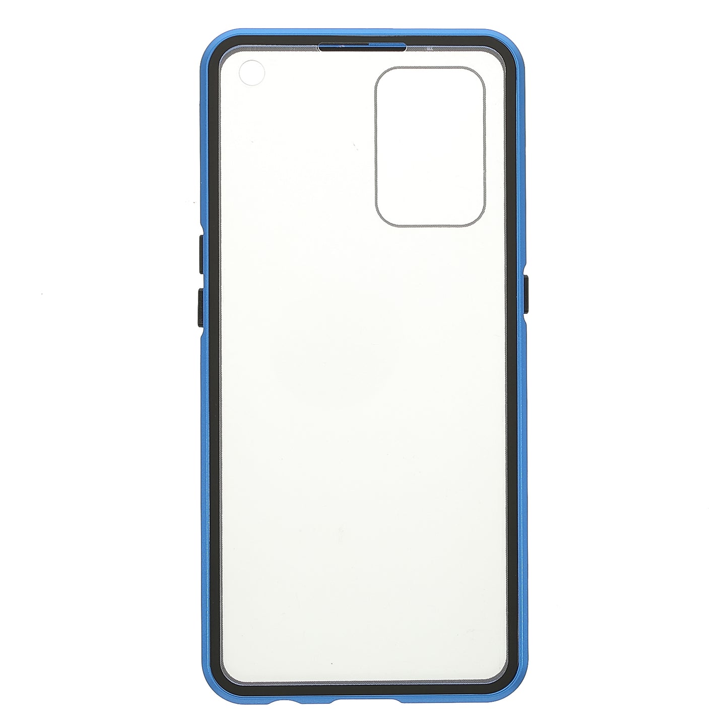 Metal Frame + Double-sided Tempered Glass Hybrid Cover Magnetic Absorption Full Coverage Phone Case for Oppo A74 4G/F19