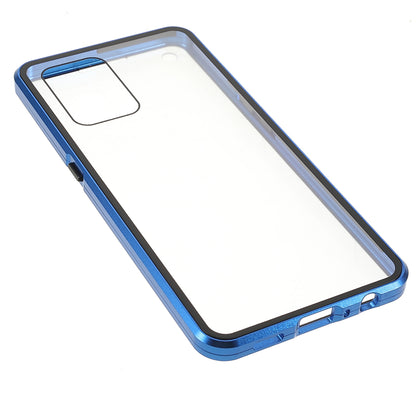 Metal Frame + Double-sided Tempered Glass Hybrid Cover Magnetic Absorption Full Coverage Phone Case for Oppo A74 4G/F19