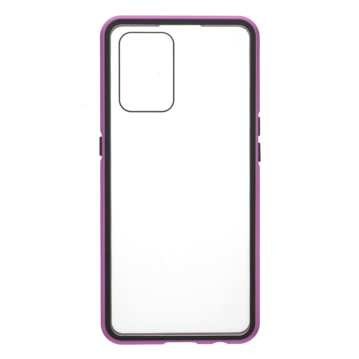 Metal Frame + Double-sided Tempered Glass Hybrid Cover Magnetic Absorption Full Coverage Phone Case for Oppo A74 4G/F19