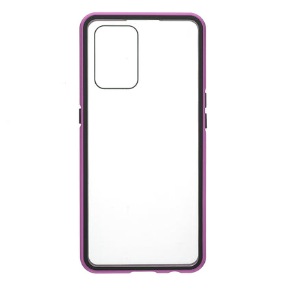 Metal Frame + Double-sided Tempered Glass Hybrid Cover Magnetic Absorption Full Coverage Phone Case for Oppo A74 4G/F19