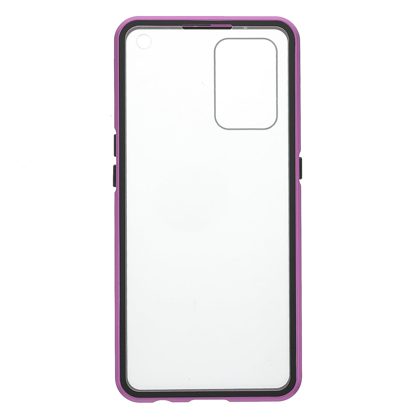 Metal Frame + Double-sided Tempered Glass Hybrid Cover Magnetic Absorption Full Coverage Phone Case for Oppo A74 4G/F19