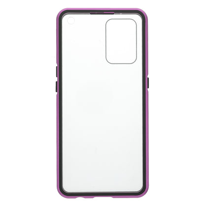 Metal Frame + Double-sided Tempered Glass Hybrid Cover Magnetic Absorption Full Coverage Phone Case for Oppo A74 4G/F19