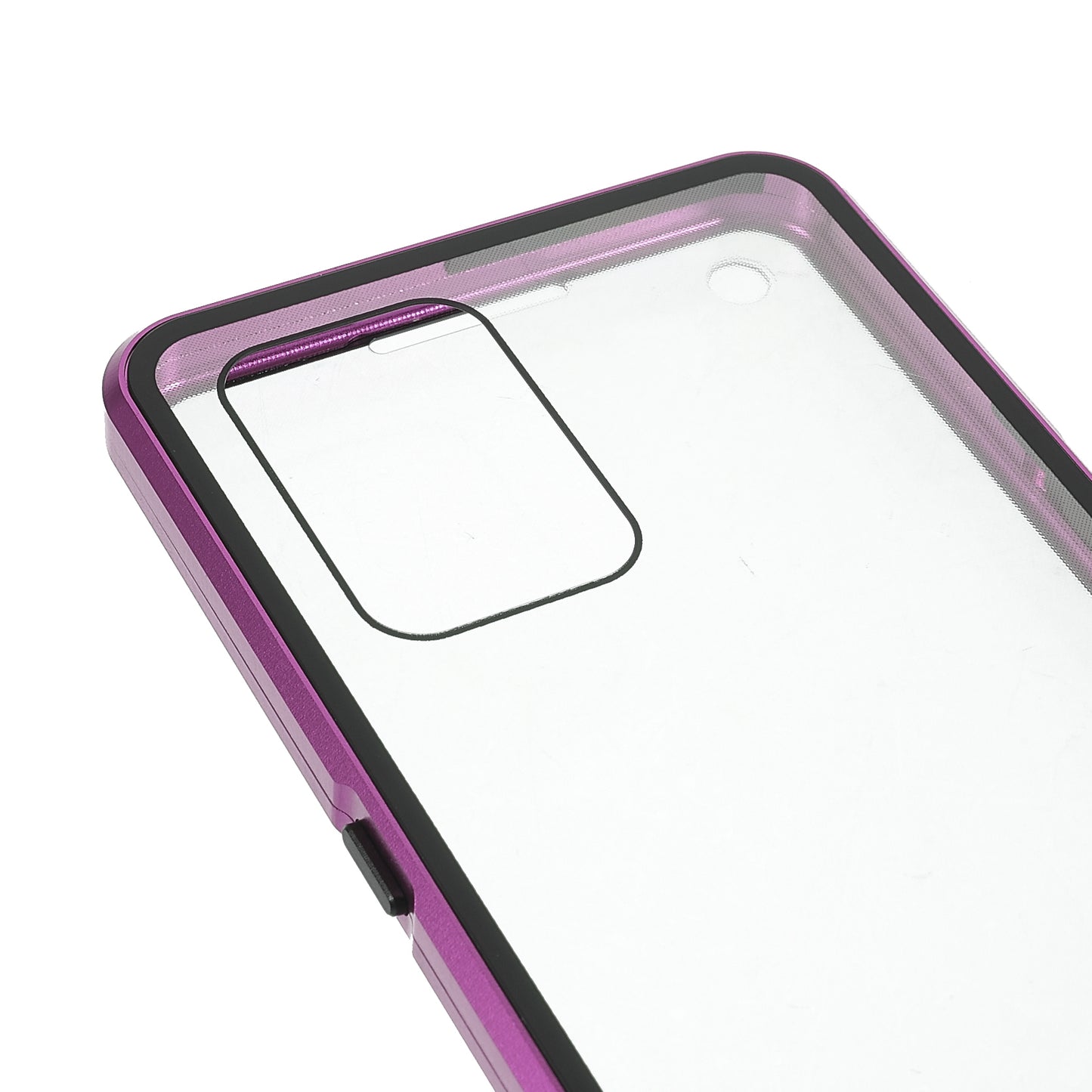 Metal Frame + Double-sided Tempered Glass Hybrid Cover Magnetic Absorption Full Coverage Phone Case for Oppo A74 4G/F19