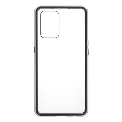 Metal Frame + Double-sided Tempered Glass Hybrid Cover Magnetic Absorption Full Coverage Phone Case for Oppo A74 4G/F19