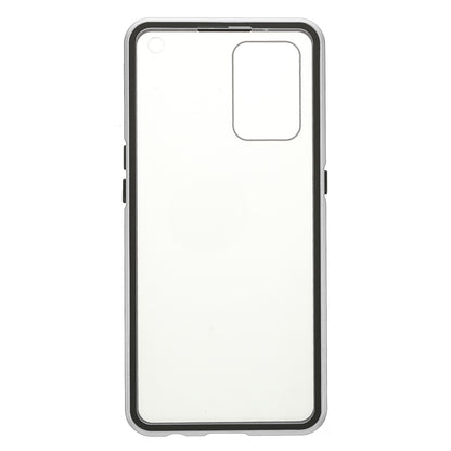 Metal Frame + Double-sided Tempered Glass Hybrid Cover Magnetic Absorption Full Coverage Phone Case for Oppo A74 4G/F19