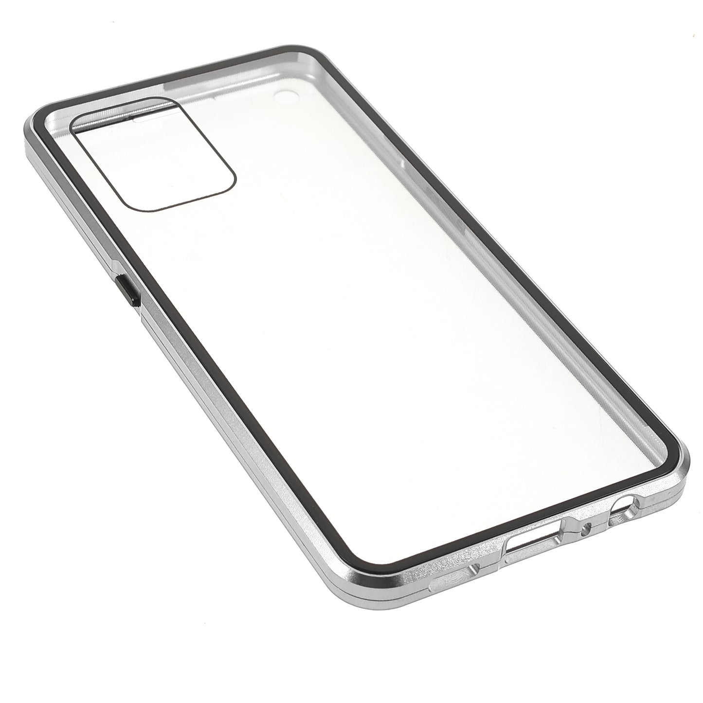 Metal Frame + Double-sided Tempered Glass Hybrid Cover Magnetic Absorption Full Coverage Phone Case for Oppo A74 4G/F19