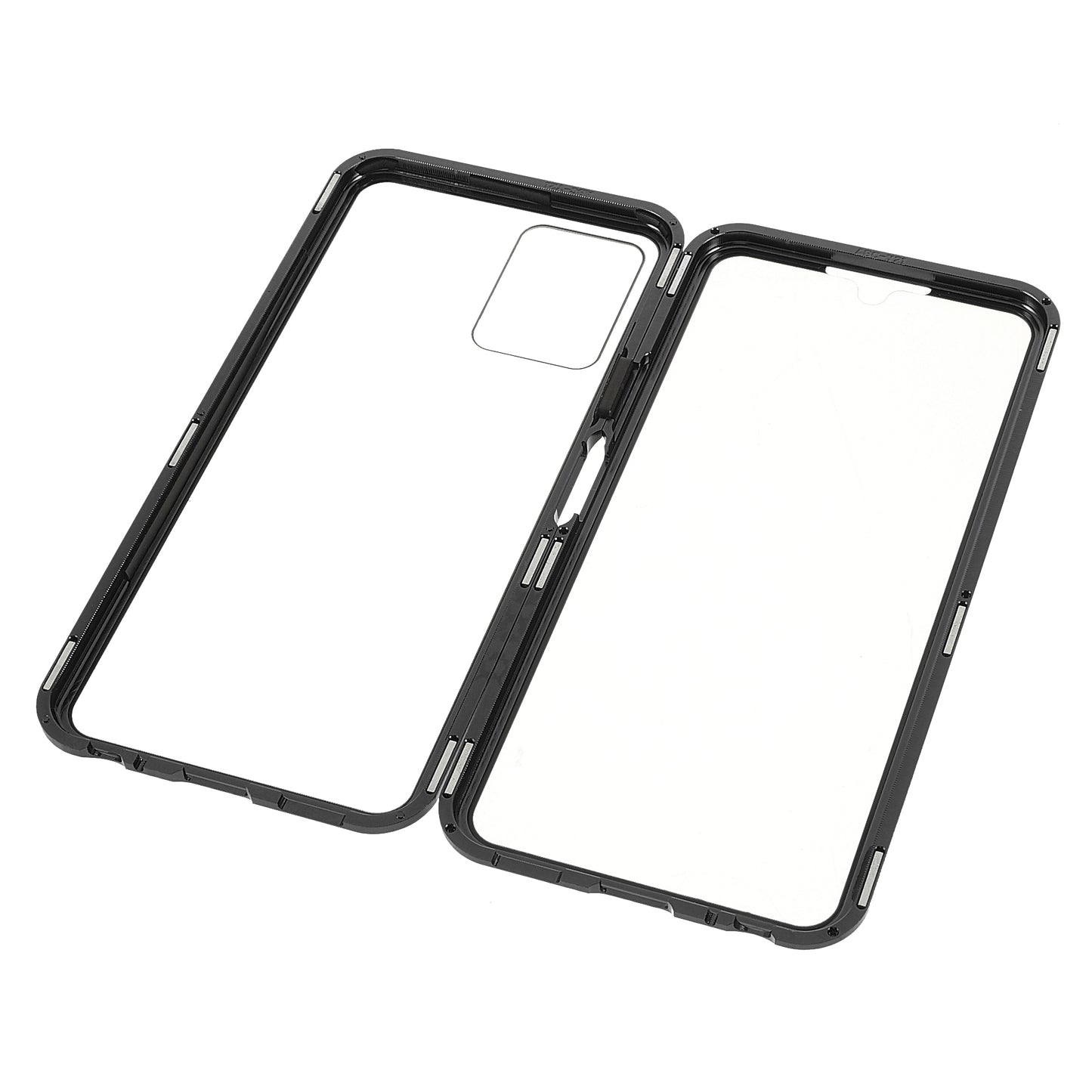 Double-sided Tempered Glass + Metal Frame Hybrid Phone Case Full Protection Cover with Magnetic Closure for vivo Y21