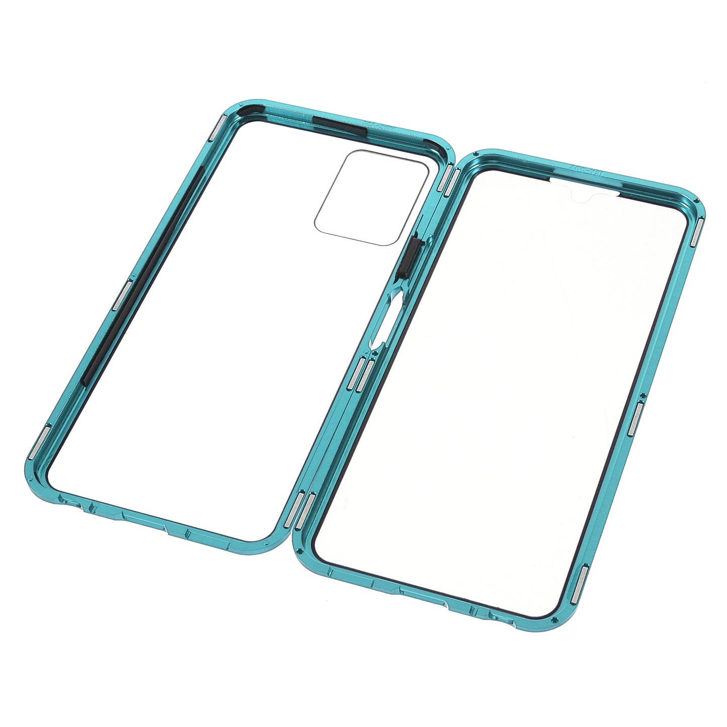 Double-sided Tempered Glass + Metal Frame Hybrid Phone Case Full Protection Cover with Magnetic Closure for vivo Y21