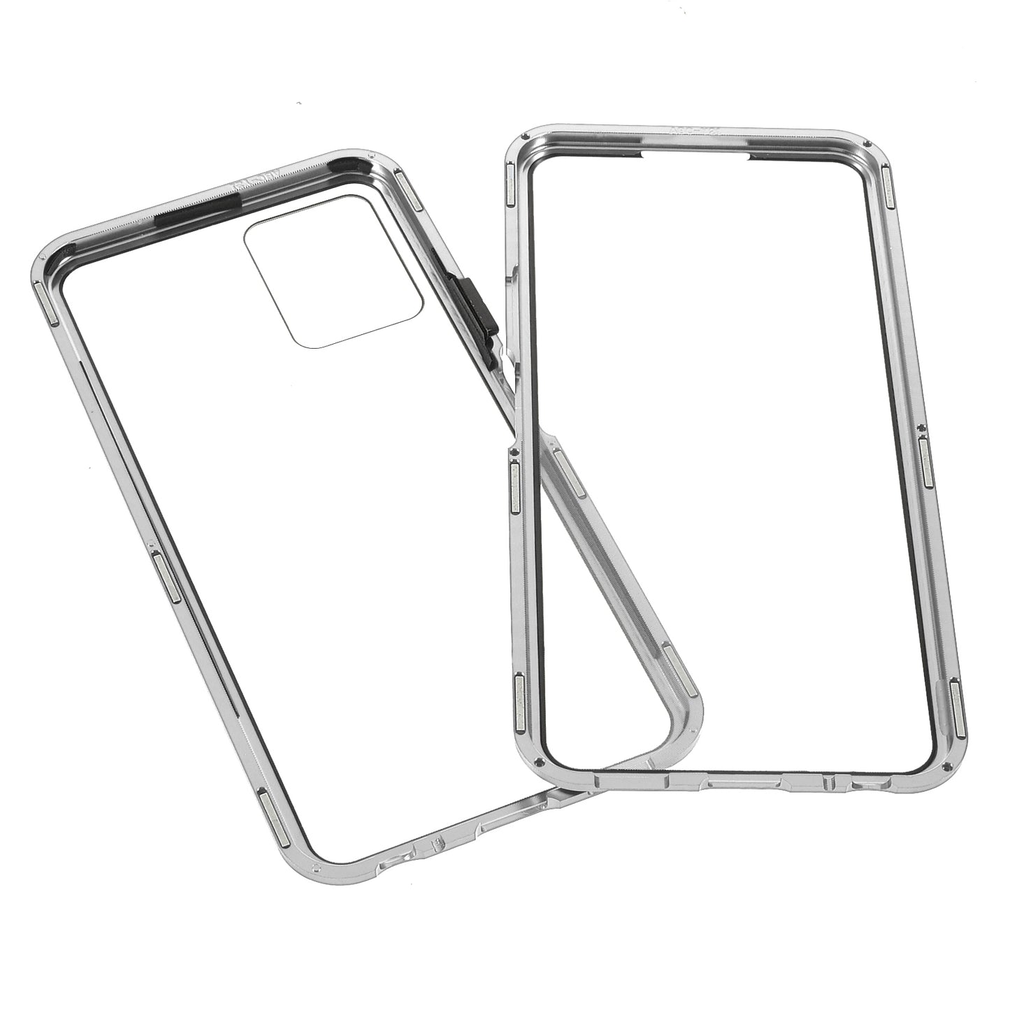 Double-sided Tempered Glass + Metal Frame Hybrid Phone Case Full Protection Cover with Magnetic Closure for vivo Y21