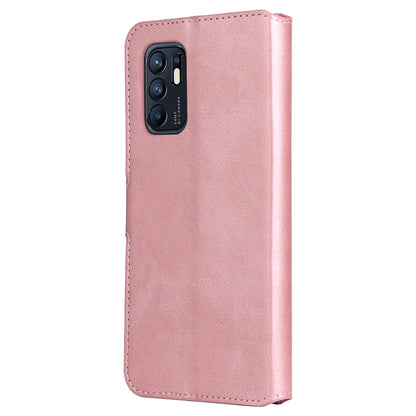 Fully Wrapped Wallet Stand PU Leather + TPU Magnetic Clasp Phone Cover Case for Oppo Reno6 4G