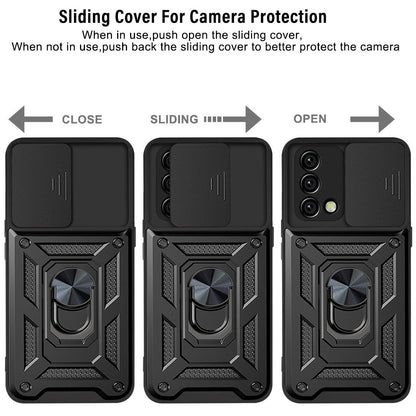 For Oppo A74 4G Camera Slide Cover Ring Holder Kickstand Shockproof PC + TPU Phone Case