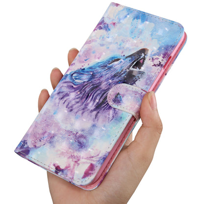 PU Leather Wallet Phone Cover 3D Pattern Printing Stand Flip Folio Case with Strap for Oppo A53 5G