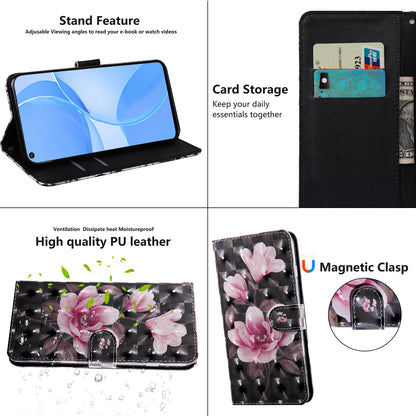 PU Leather Wallet Phone Cover 3D Pattern Printing Stand Flip Folio Case with Strap for Oppo A53 5G