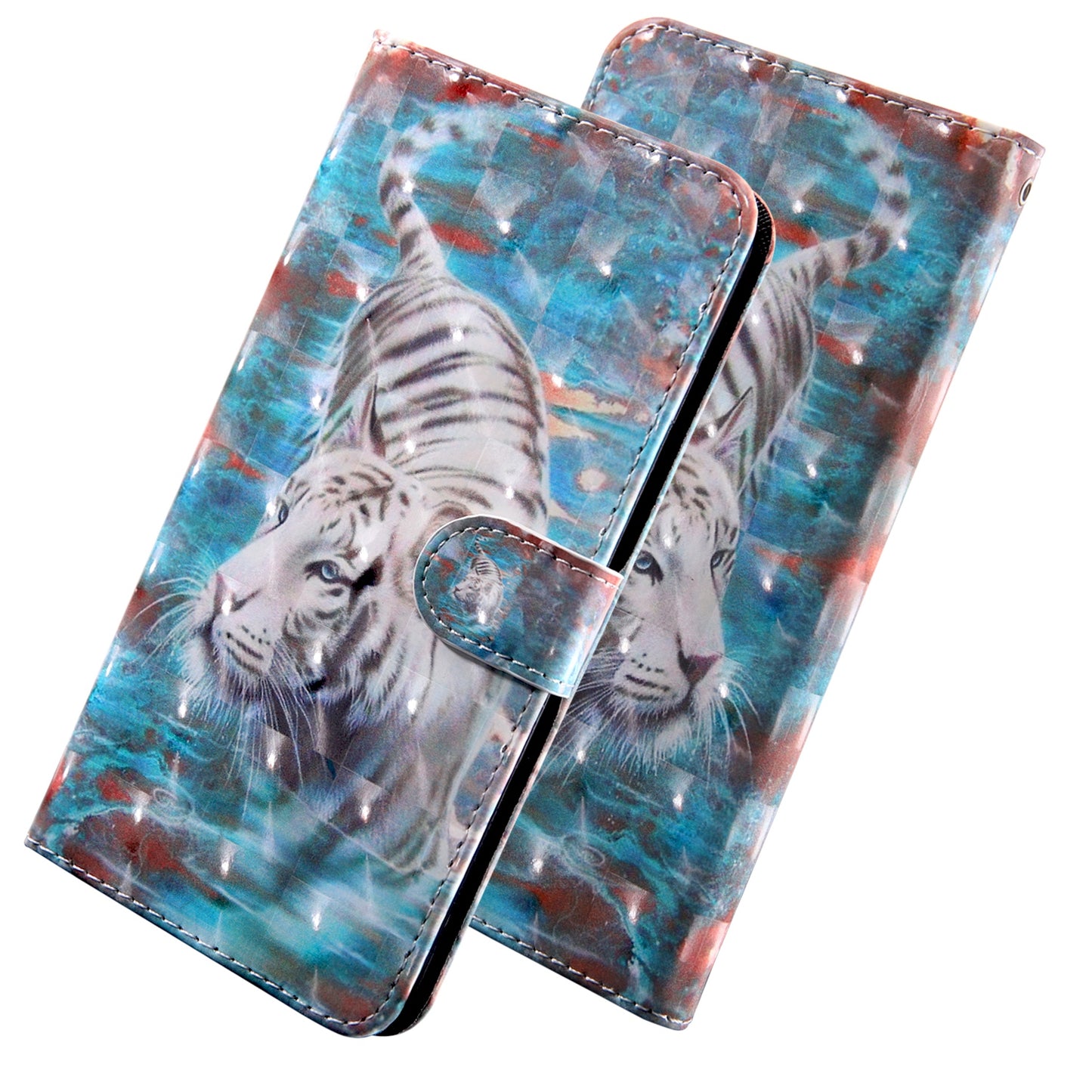 PU Leather Wallet Phone Cover 3D Pattern Printing Stand Flip Folio Case with Strap for Oppo A53 5G