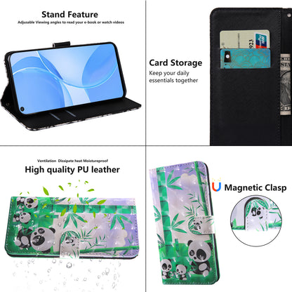 PU Leather Wallet Phone Cover 3D Pattern Printing Stand Flip Folio Case with Strap for Oppo A53 5G