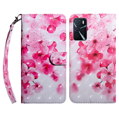 3D Pattern Printing PU Leather Soft TPU Inner Wallet Stand Flip Case with Strap for Oppo A16 / A16s / A54s / A54 4G / A55 5G