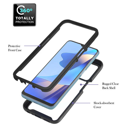 Drop-proof Anti-scratch TPU+PC Phone Case Shell with Rotating Ring Kickstand for Oppo A16/A16s/A54s