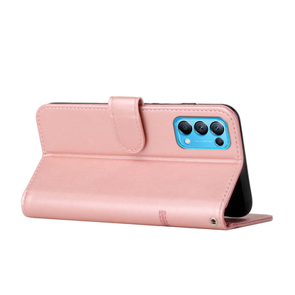 Stitching Lines Anti-fingerprint PU Leather Phone Protector Stand Wallet Cover Case for Oppo Reno5 4G/5G/Reno5 K/Find X3 Lite