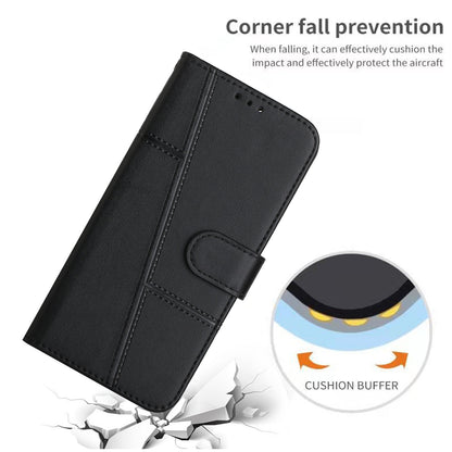 Fall Prevention Stand Feature Stitching Lines PU Leather Phone Wallet Cover Case for Oppo A16/A16s/A54s/A55 5G/A53s 5G