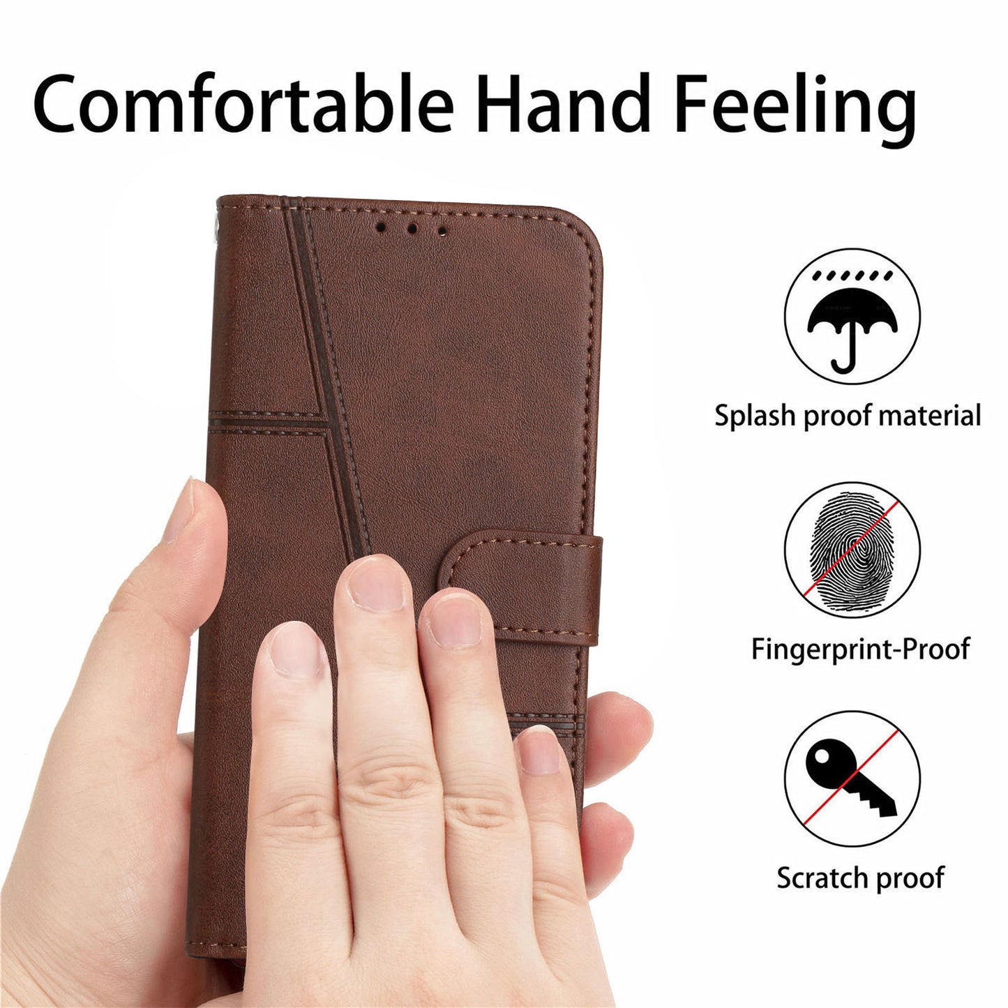 Fall Prevention Stand Feature Stitching Lines PU Leather Phone Wallet Cover Case for Oppo A16/A16s/A54s/A55 5G/A53s 5G