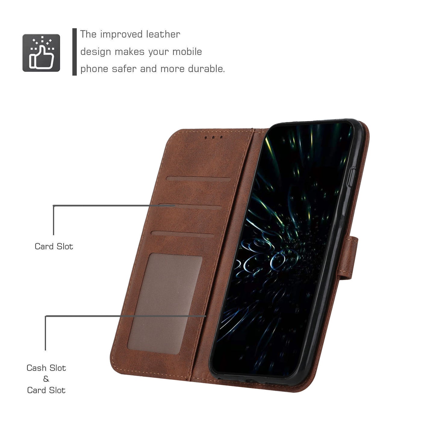 Fall Prevention Stand Feature Stitching Lines PU Leather Phone Wallet Cover Case for Oppo A16/A16s/A54s/A55 5G/A53s 5G