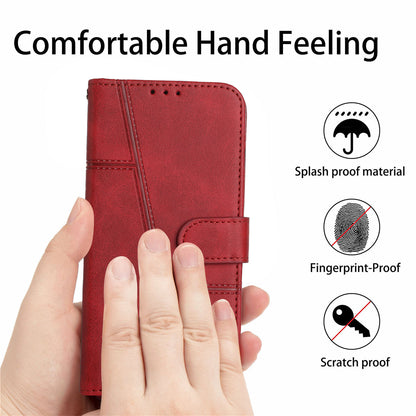 Fall Prevention Stand Feature Stitching Lines PU Leather Phone Wallet Cover Case for Oppo A16/A16s/A54s/A55 5G/A53s 5G