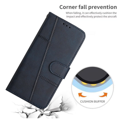 Fall Prevention Stand Feature Stitching Lines PU Leather Phone Wallet Cover Case for Oppo A16/A16s/A54s/A55 5G/A53s 5G