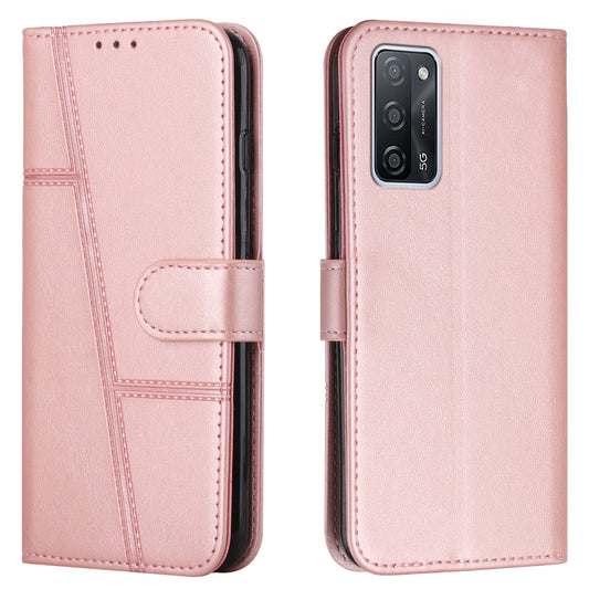 Fall Prevention Stand Feature Stitching Lines PU Leather Phone Wallet Cover Case for Oppo A16/A16s/A54s/A55 5G/A53s 5G