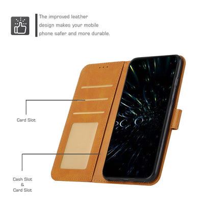 Fall Prevention Stand Feature Stitching Lines PU Leather Phone Wallet Cover Case for Oppo A16/A16s/A54s/A55 5G/A53s 5G