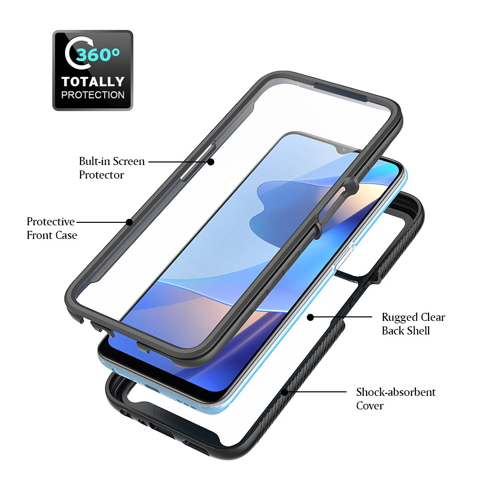 Full Body Coverage 3-in-1 Hard PC Soft TPU Protective Cover with PET Screen Protector  for Oppo A16 / A16s / A54s