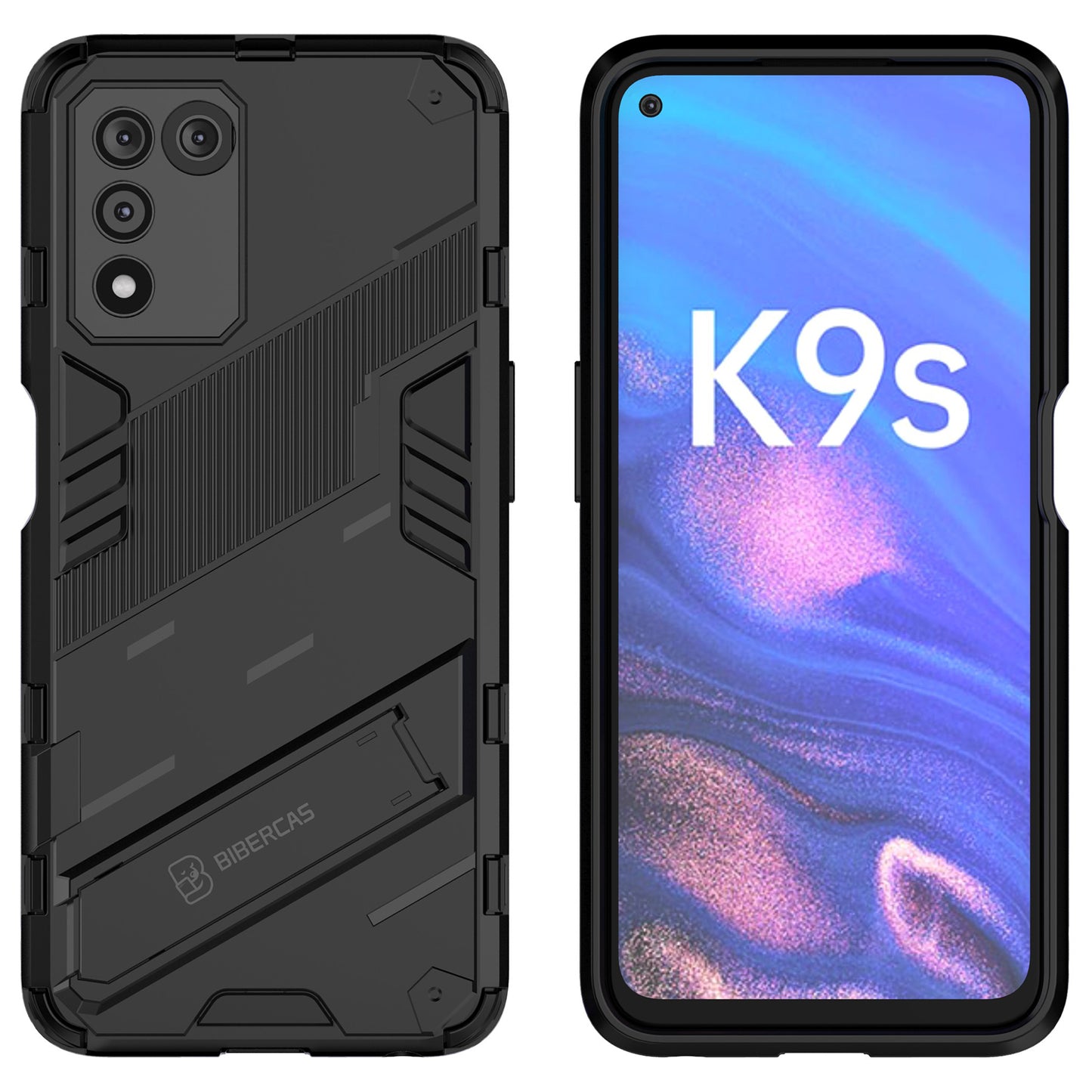 Scratch-resistant Drop-proof Soft TPU Hard PC Back Cover Shell with Kickstand for Oppo K9s 5G