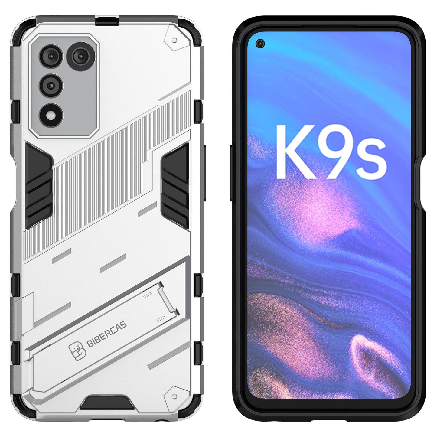 Scratch-resistant Drop-proof Soft TPU Hard PC Back Cover Shell with Kickstand for Oppo K9s 5G