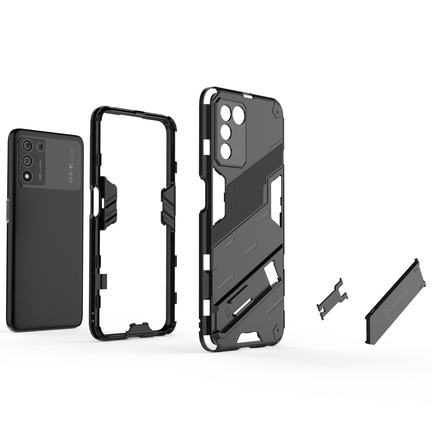 Scratch-resistant Drop-proof Soft TPU Hard PC Back Cover Shell with Kickstand for Oppo K9s 5G