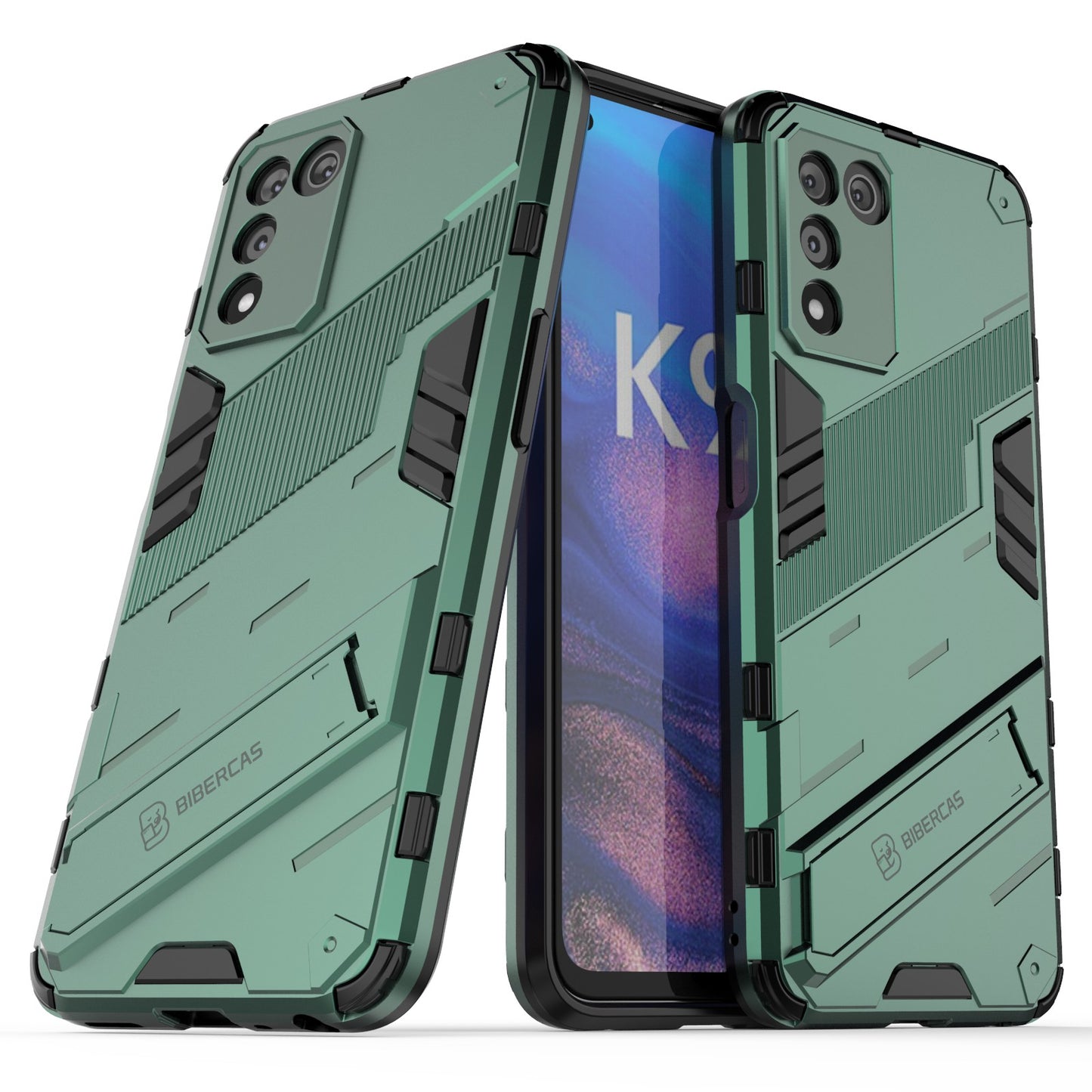 Scratch-resistant Drop-proof Soft TPU Hard PC Back Cover Shell with Kickstand for Oppo K9s 5G