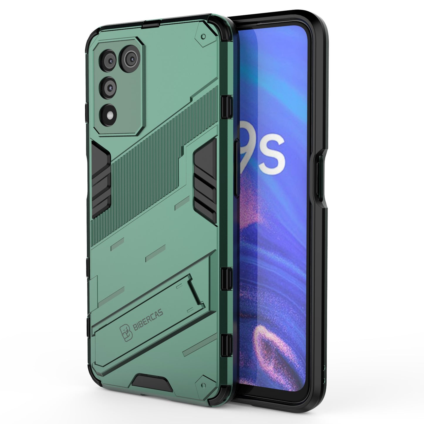 Scratch-resistant Drop-proof Soft TPU Hard PC Back Cover Shell with Kickstand for Oppo K9s 5G